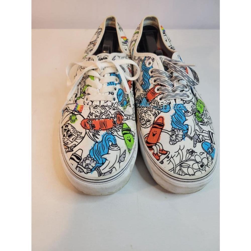 Vans White and Red Artistic Sneakers